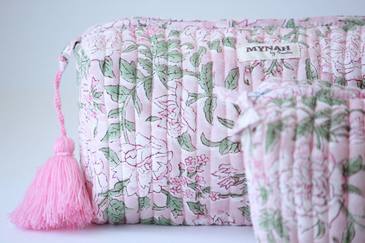 Bunny Rose Floral Travel/ Makeup Bag