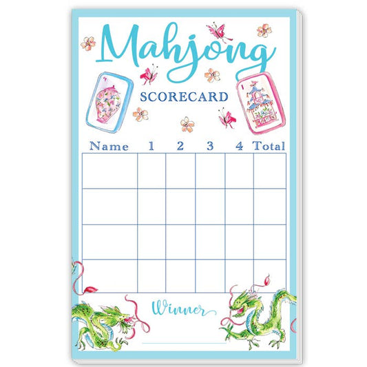 Mahjong Scorecard Butterflies Dragons Large Notepad