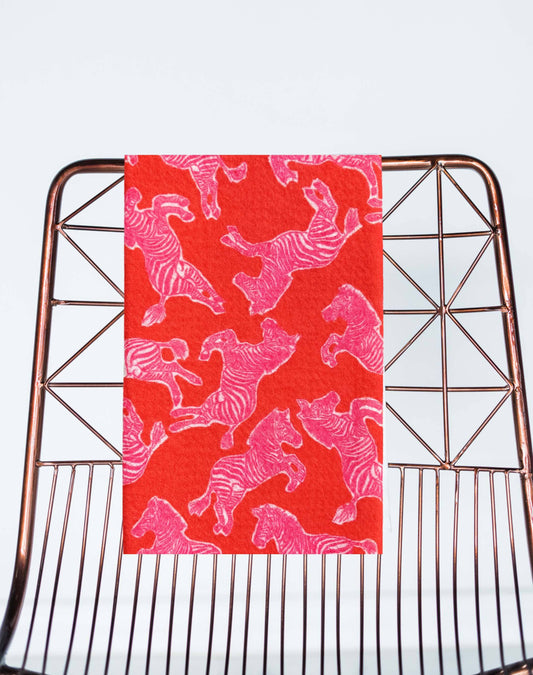 Preppy Pink and Red Zebra  Kitchen Towel