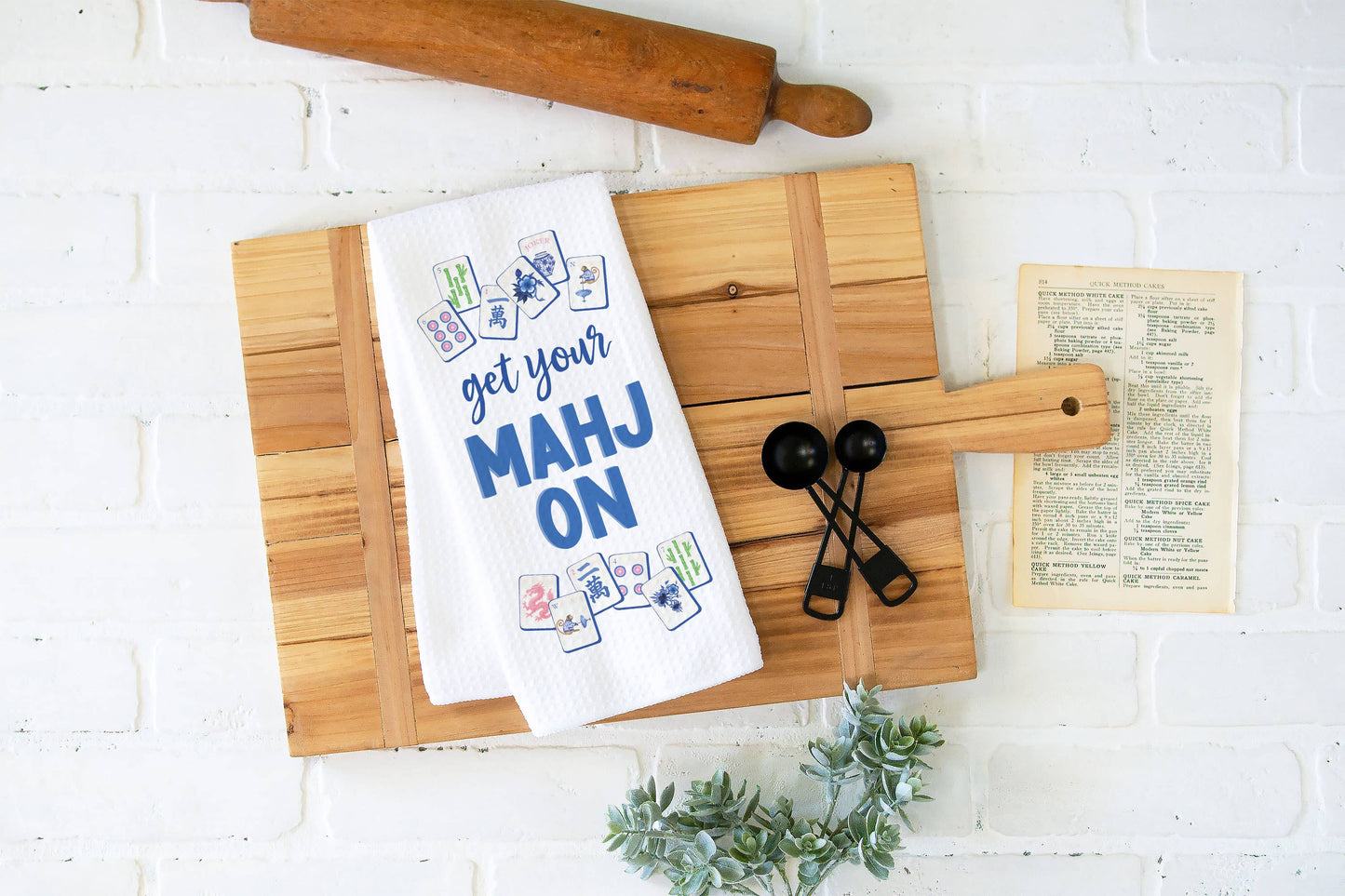 Mahjong Kitchen Towel Mah jongg Tile Game Decor Hostess Gift