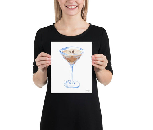 Print Watercolor Espresso Martini Cocktail Art: 8” x 10”