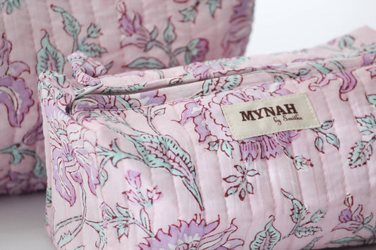 Lavender Floral Travel/ Makeup Bag