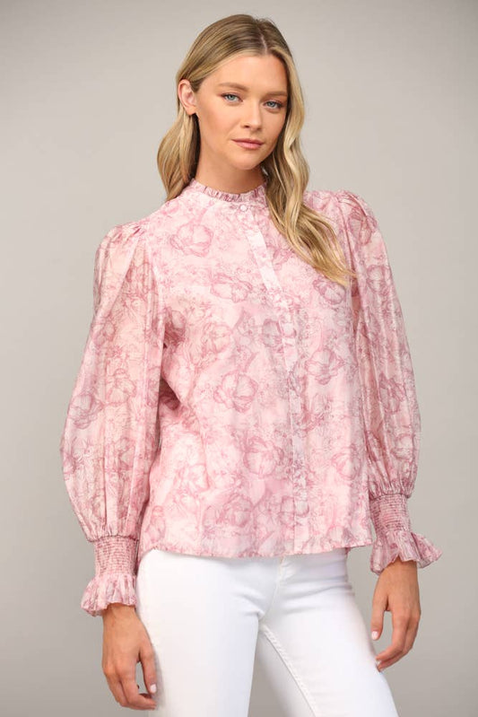 Floral Print Button Up Top