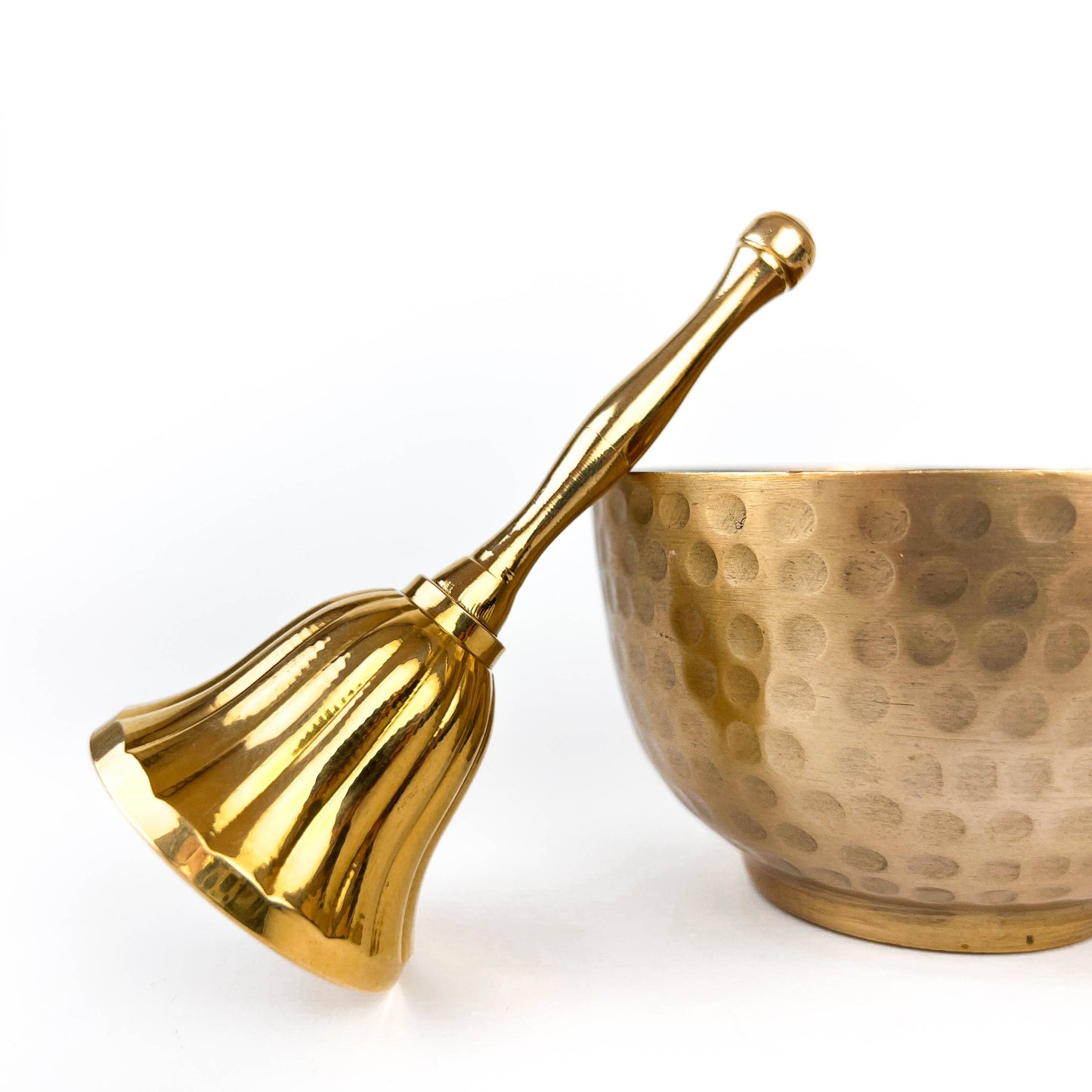 Brass Bell With Decorative Scalloped Outer Bell And Slender