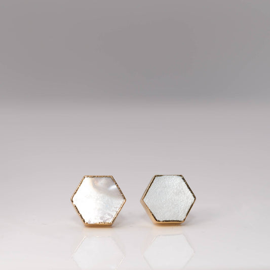 Mother Of Pearl Hexagon Studs