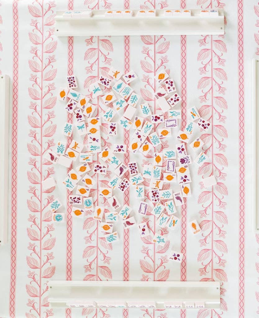 Scalloped Square Table Topper: Pink Botanical