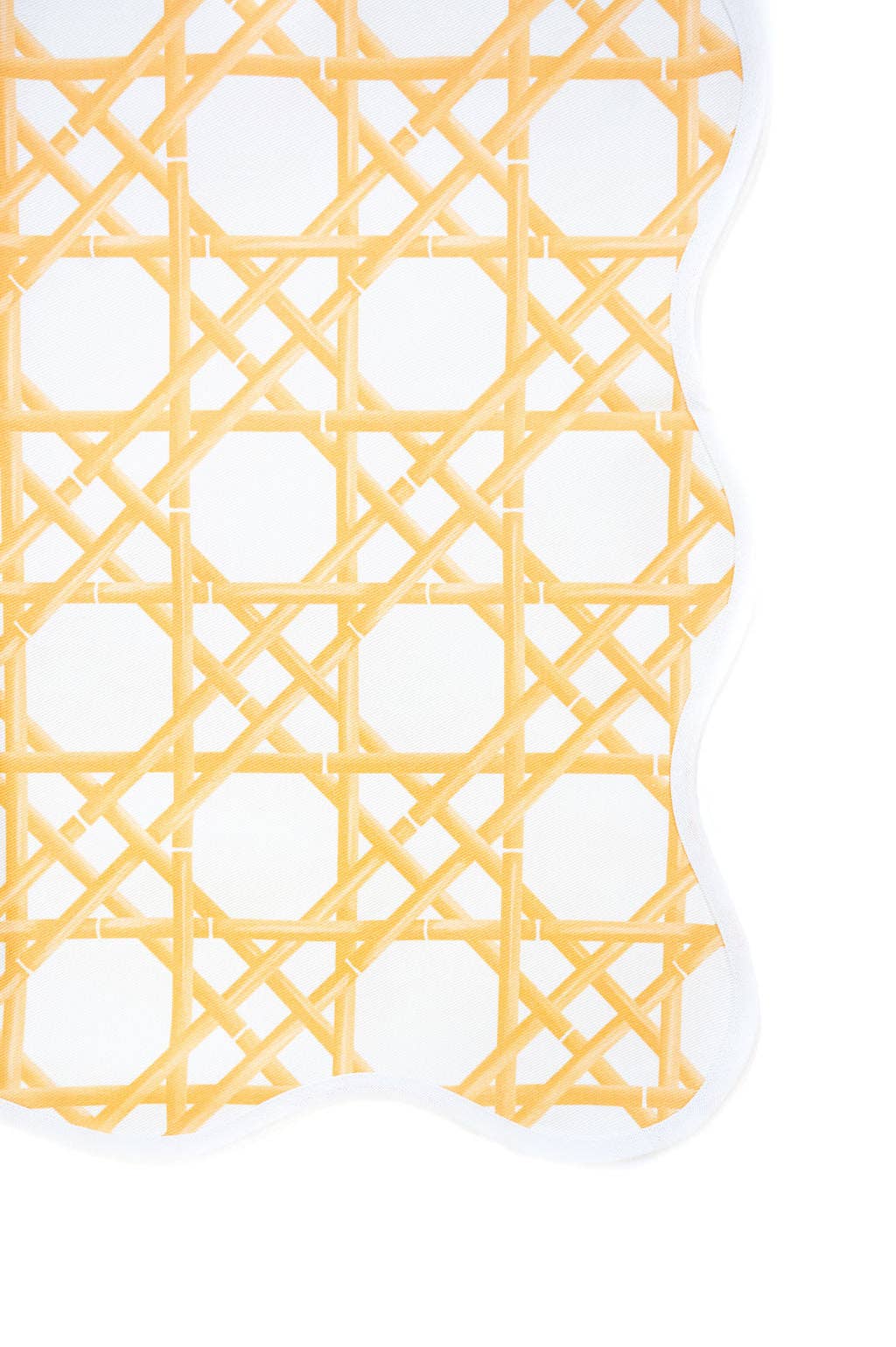 Scalloped Square Table Topper: Gold Cane