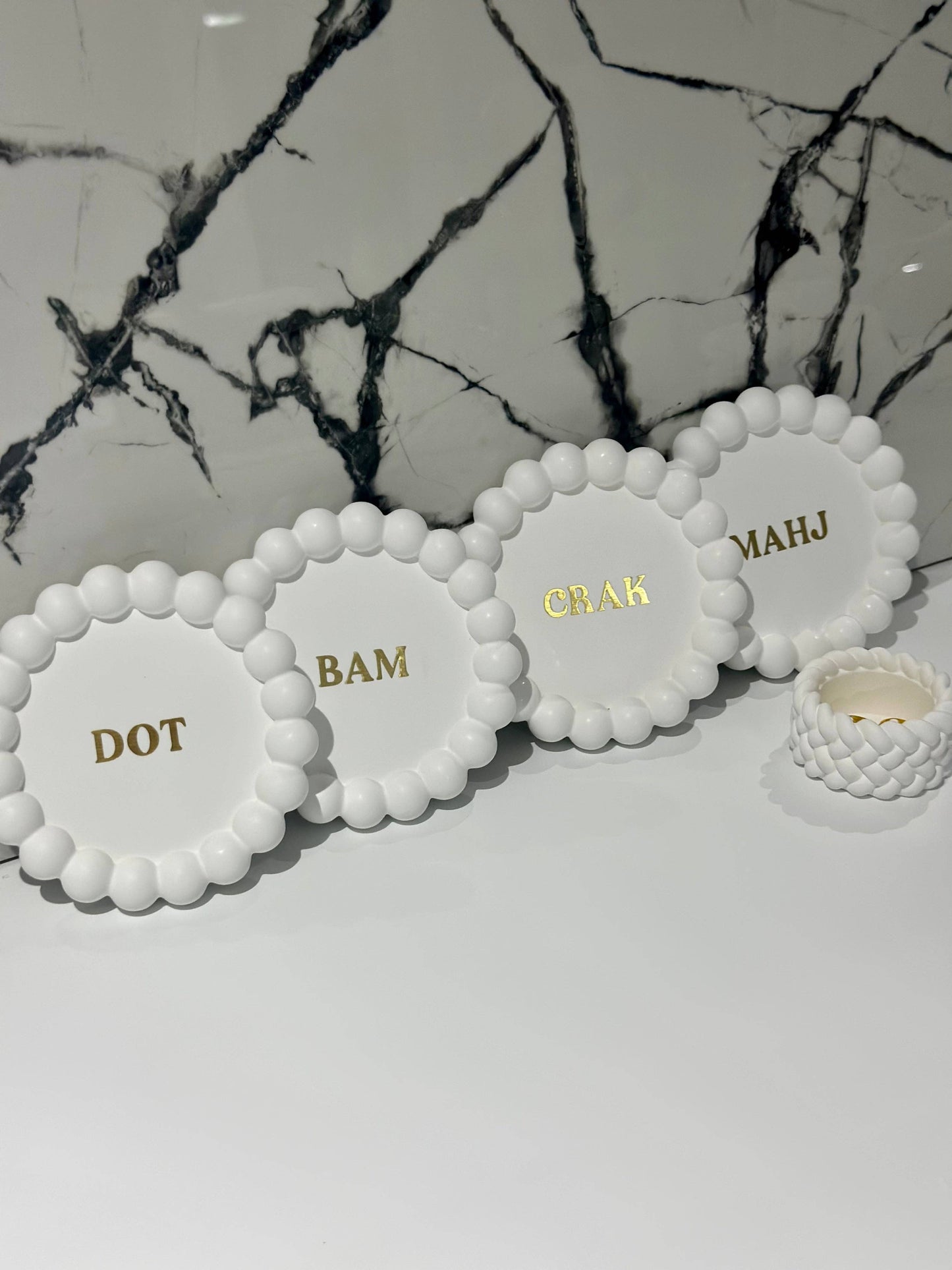 The Lara Lounge Set: Gold Dice (Set of Two) / White / Mahj Edition GOLD