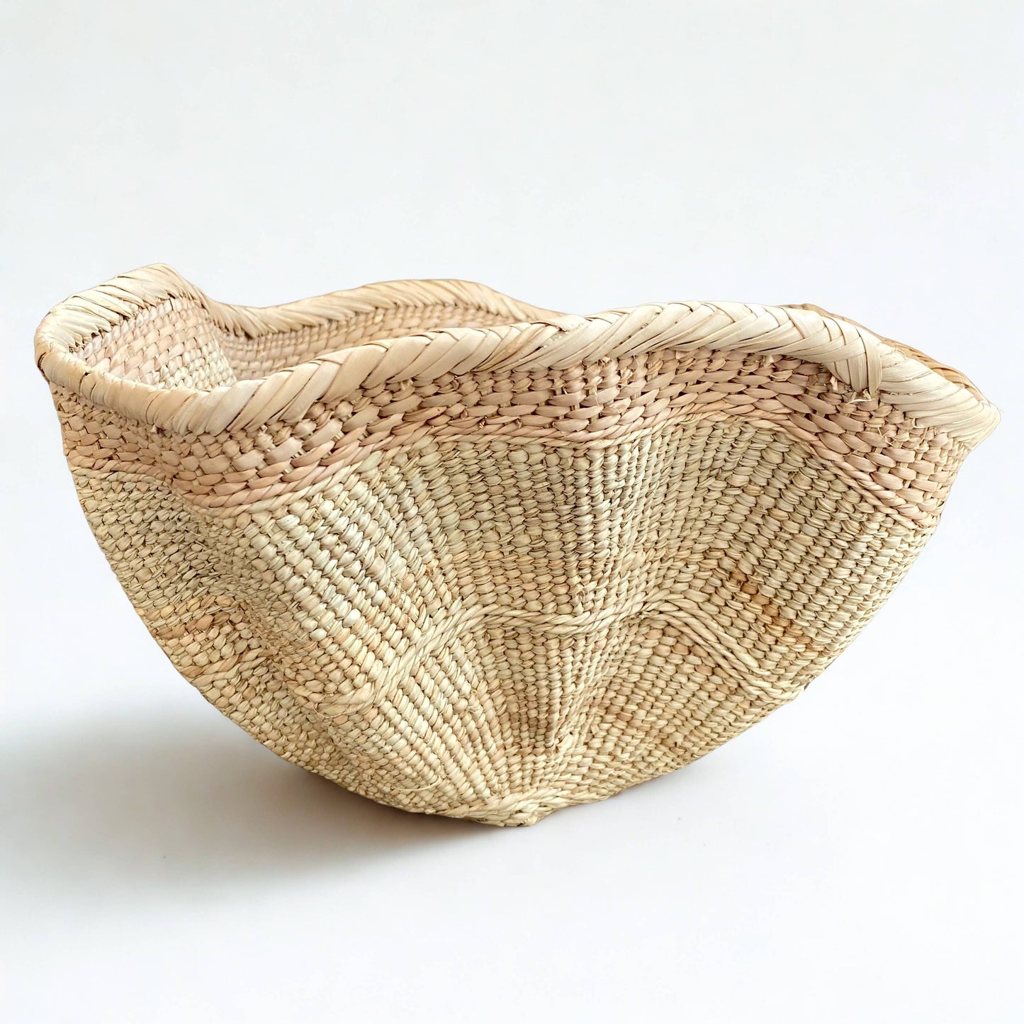 Dramatic Rippled Palm Leaf Dancing Basket: Large