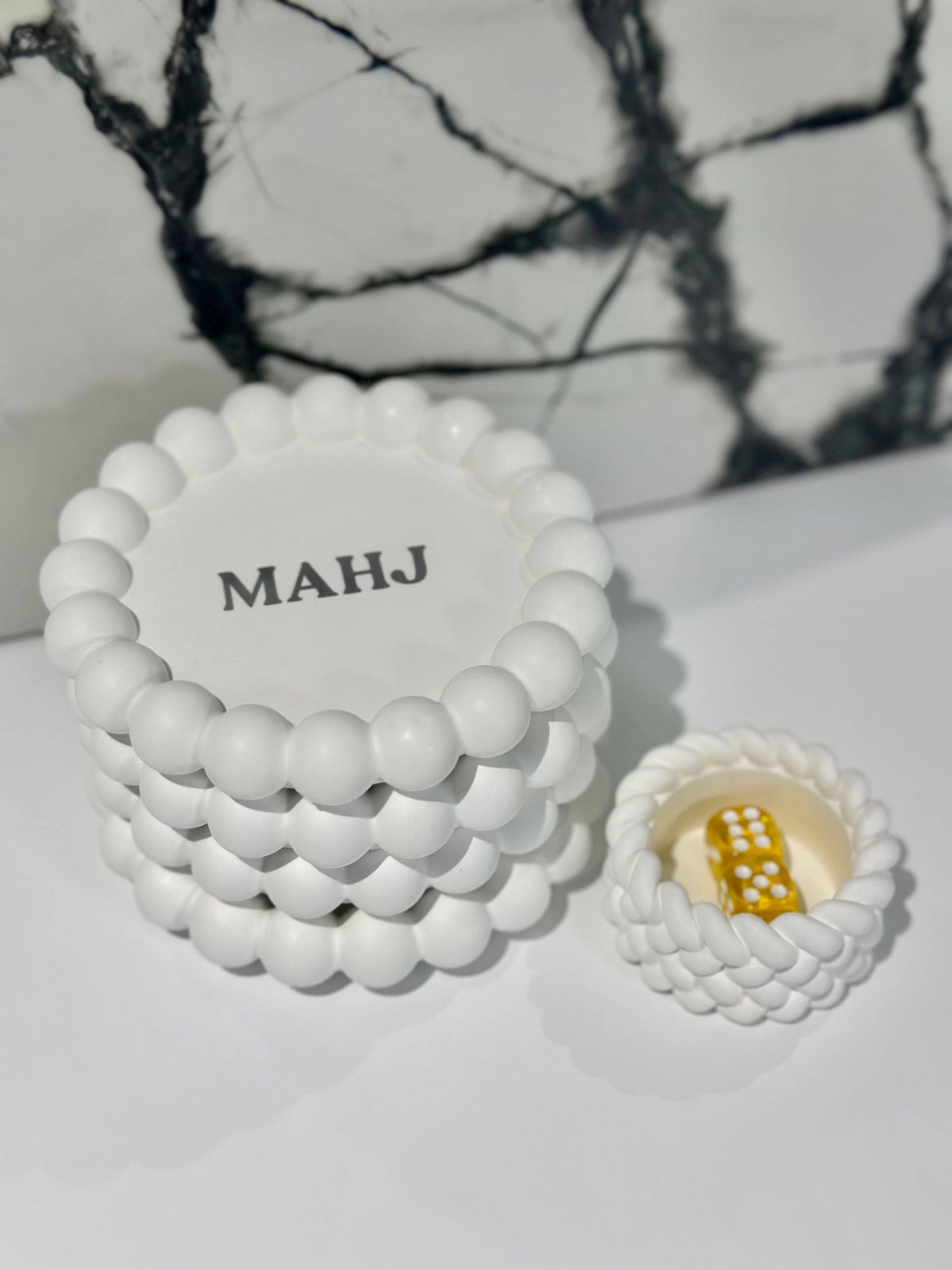 The Lara Lounge Set: Gold Dice (Set of Two) / White / Mahj Edition GOLD
