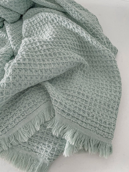 Turkish Waffle Throw, Green