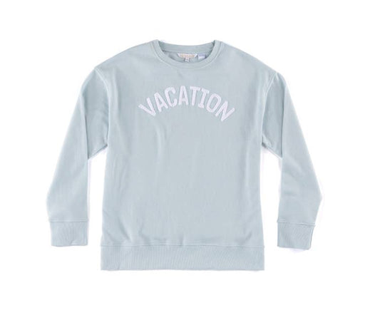 "VACATION" Sweatshirt: Sky Blue