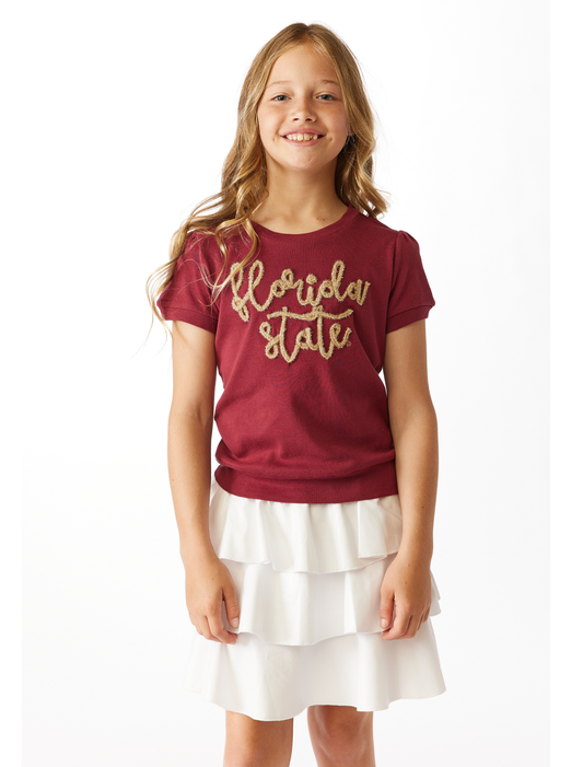 Florida State Girls Glitter Script Short Sleeve