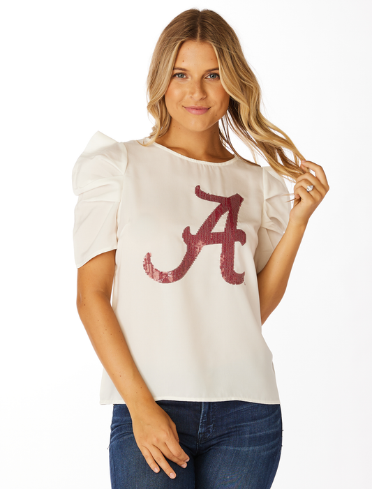Alabama Sequin Puff Sleeve Shirt