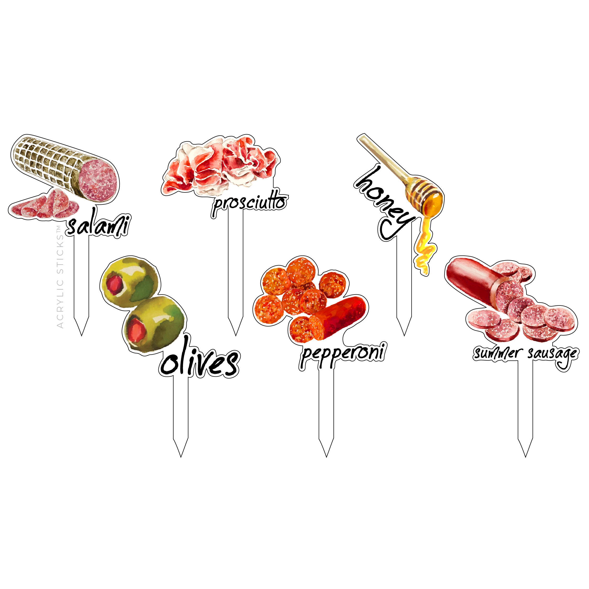 "MEAT LOVERS" ACRYLIC CHARCUTERIE STICKS COMBO