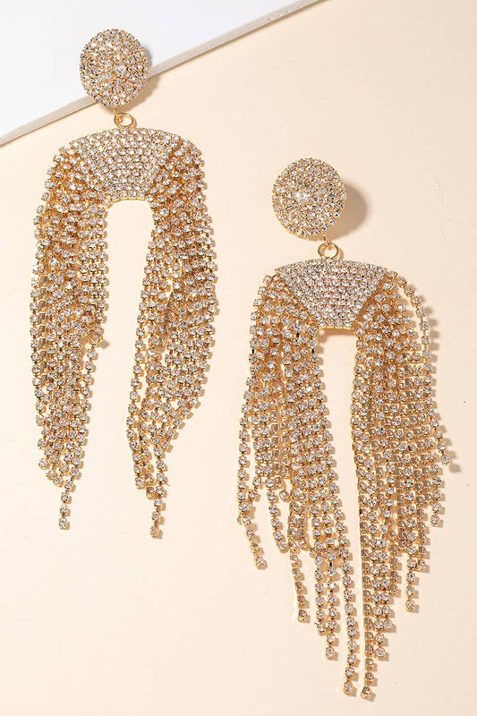 Rhinestone Fringe Dangle Drop Earrings